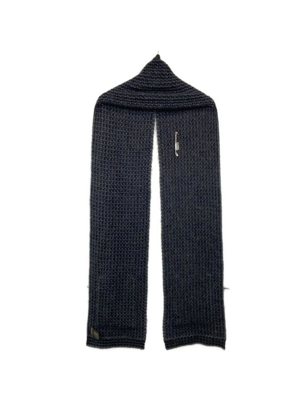 Louis Vuitton Scarf Echarpe Elena Black Dark Gray Lucky Wool Silk - Picture 2 of 5